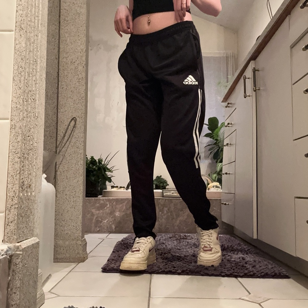 Adidas Black and White Joggers with Sporty Stripes